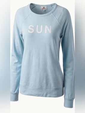 Sundry Light Blue 'SUN' Long Sleeve Crewneck Top
